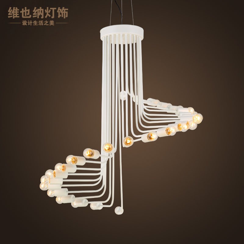 loft工业风复古创意个性餐厅客厅灯咖啡厅服装店铺旋转楼梯长吊灯