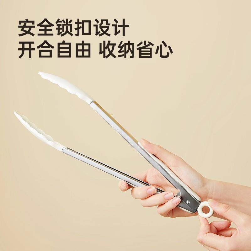 硅胶煎牛排夹厨房食品夹防烫夹带支架烧烤炒菜烤肉空气炸锅烤箱夹