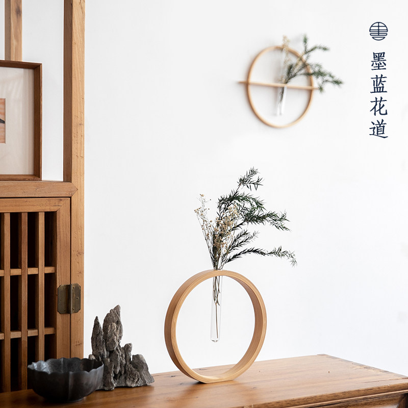 壁挂现代简约欧式插花木质壁挂花器客厅墙面装饰桌面花瓶摆件
