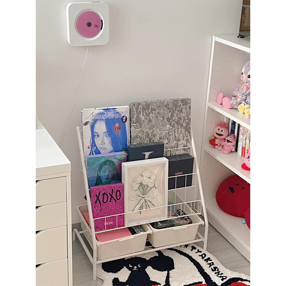 cd专辑黑胶收纳架铁艺阶梯式陈列放置架光碟片光盘盒收藏展示架