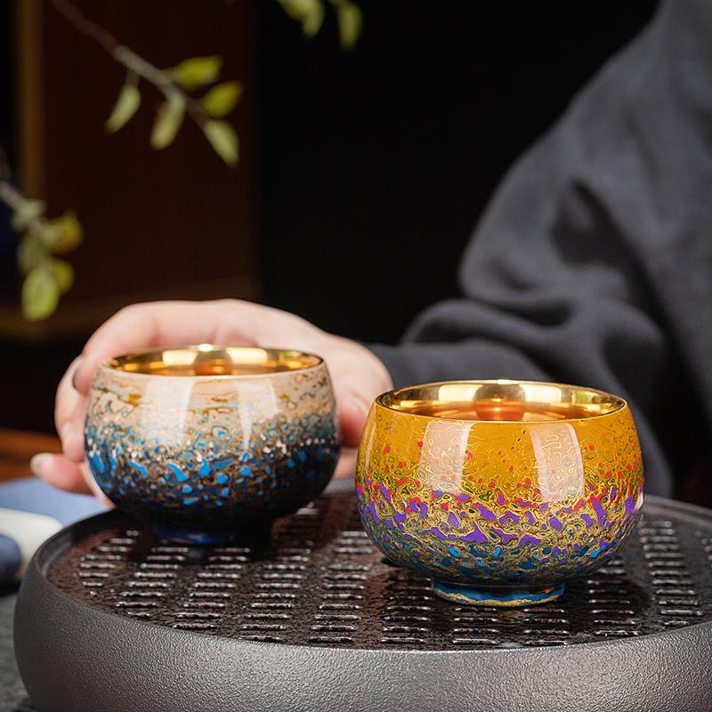 福州漆器大漆茶具非遗手工制作主人杯泡茶专用渐变24K金高端礼品