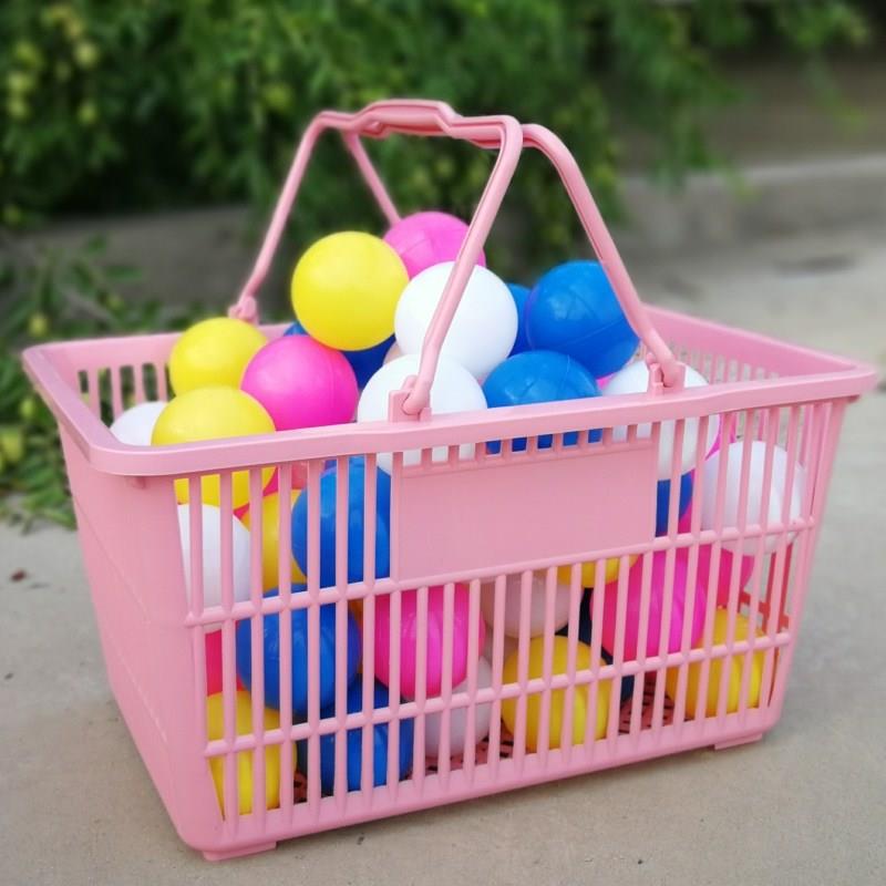 超市购物篮手提篮买菜篮子加厚篮筐粉色大号购物筐收纳家用塑料筐