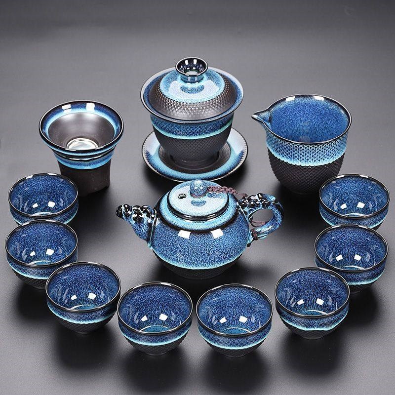 高档窑变建盏茶具套装一整套功夫茶具陶瓷茶壶盖碗茶杯全套家用