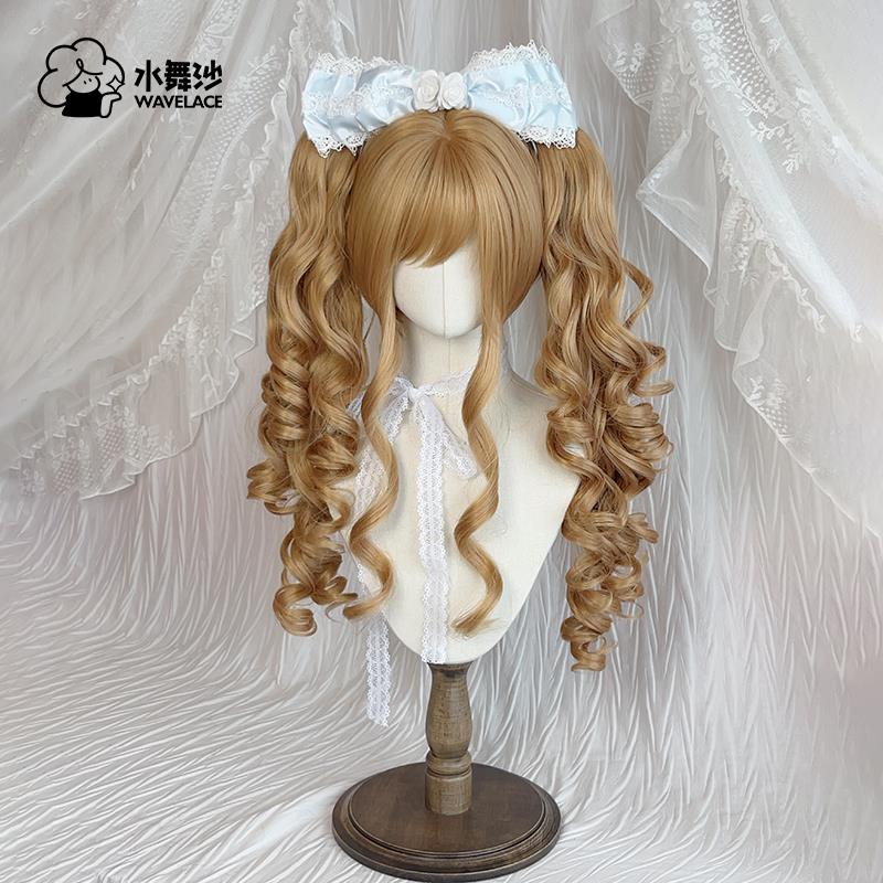 【古早洋娃娃】水舞沙假发女Lolita虎口夹双马尾日系长卷发全头套
