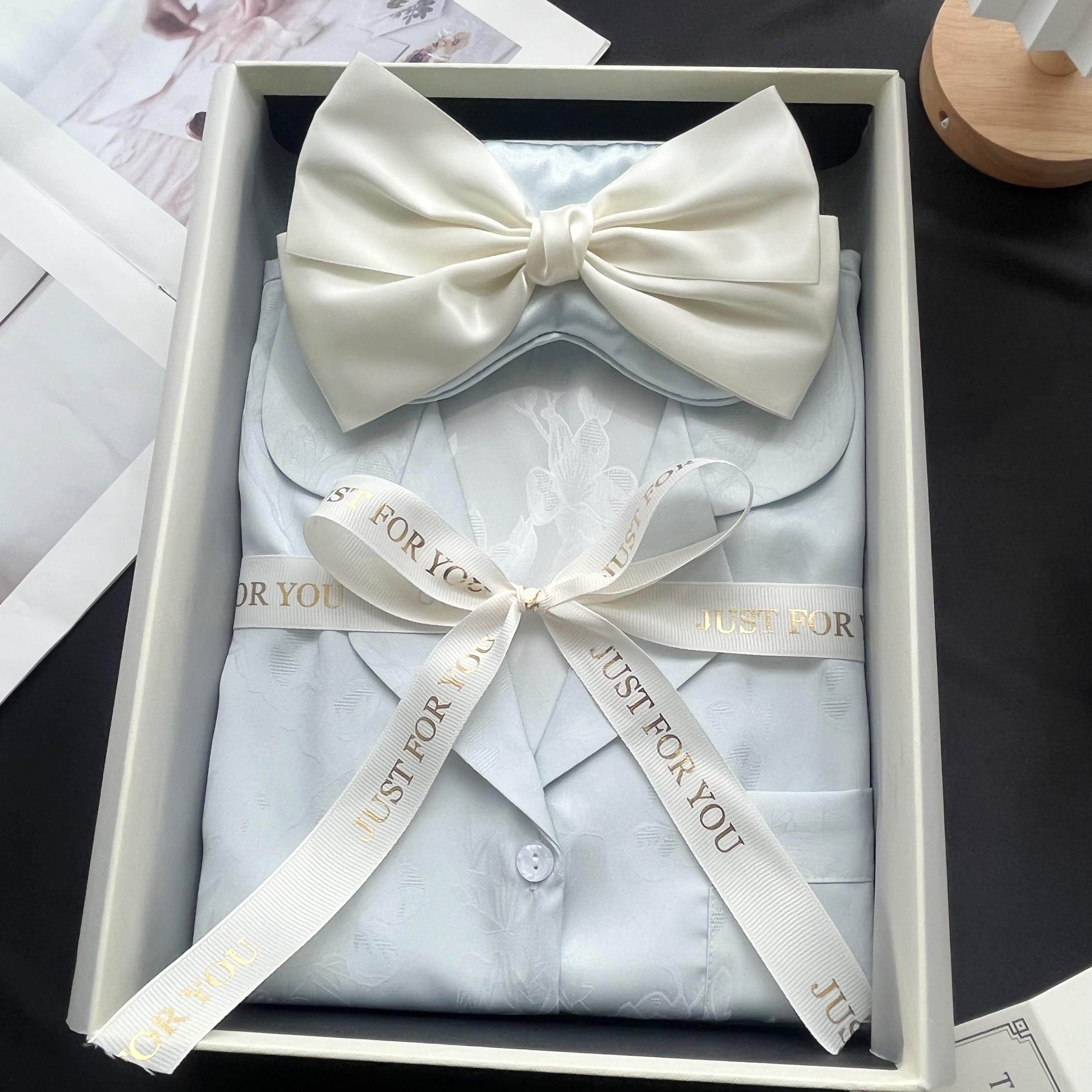 26春夏纯色冰丝睡衣女花卉薄款家居服长袖套装送妈妈母亲节礼盒
