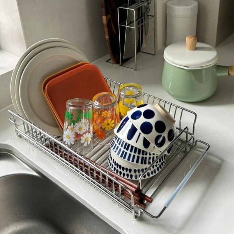 304不锈钢水槽沥水架伸缩厨房碗碟收纳架滤网洗菜盆置物架沥干