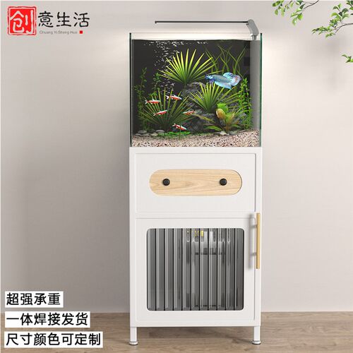 小型鱼缸底柜金属铁艺鱼缸架子可定承重制置物架放免安装鱼缸托架