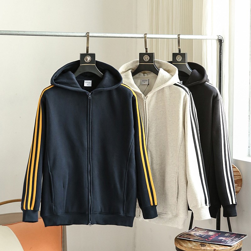 春秋新款内里加绒加厚保暖青年男士时尚运动休闲T连帽开衫卫衣外