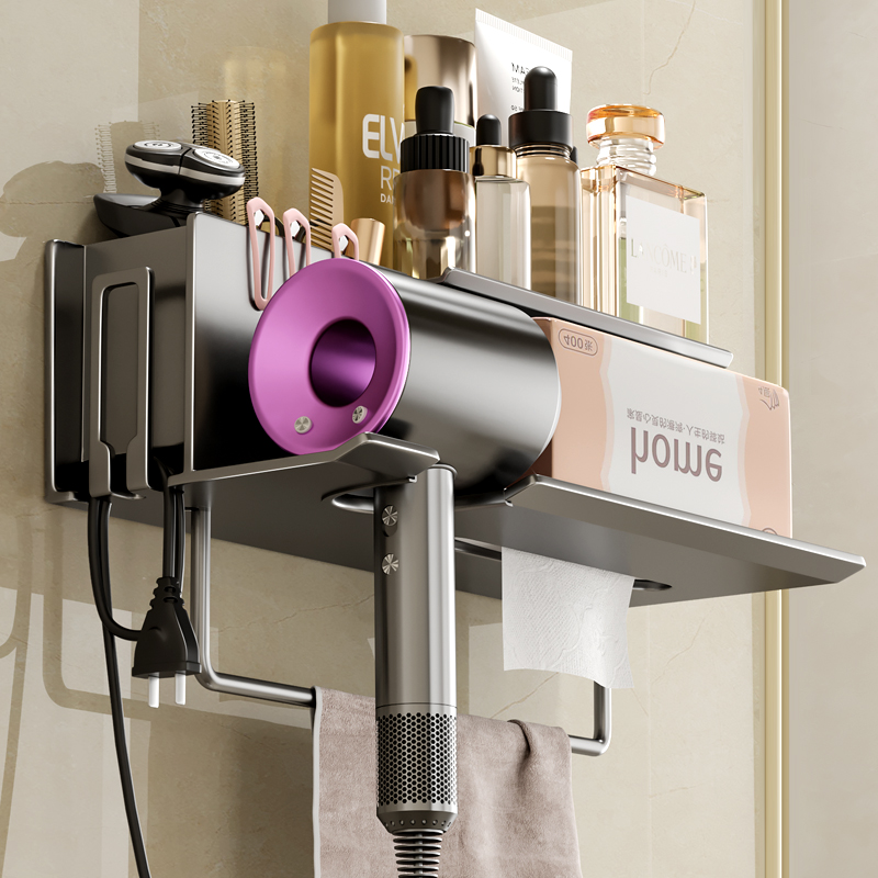卫生间洗漱台吹风机置物架t免打孔挂架浴室电吹风支架洗脸巾毛巾