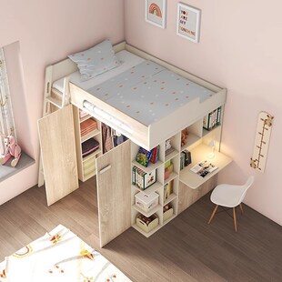 歌雷衣帽间床可上床下书桌上床下柜全景衣柜床多功能书架床一体式