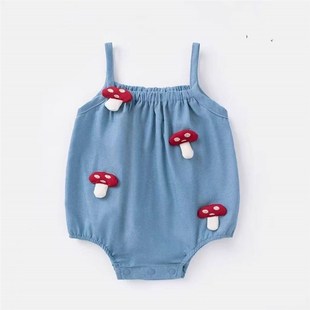 吊带哈衣夏季 婴儿衣服夏装 新生儿包屁衣女宝宝连体衣满月百天薄款