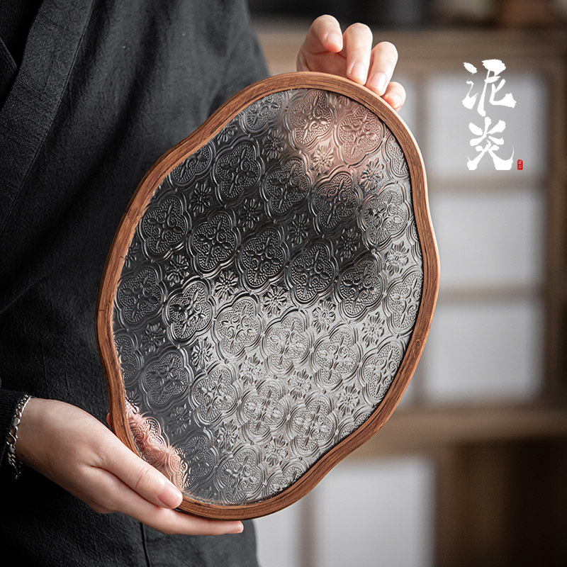 复古窗花玻璃茶盘简约耐高温茶托盘禅意小号茶台功夫茶具大干泡盘,餐饮具,茶盘,淘宝优惠券,粉丝福利购,淘宝优惠卷