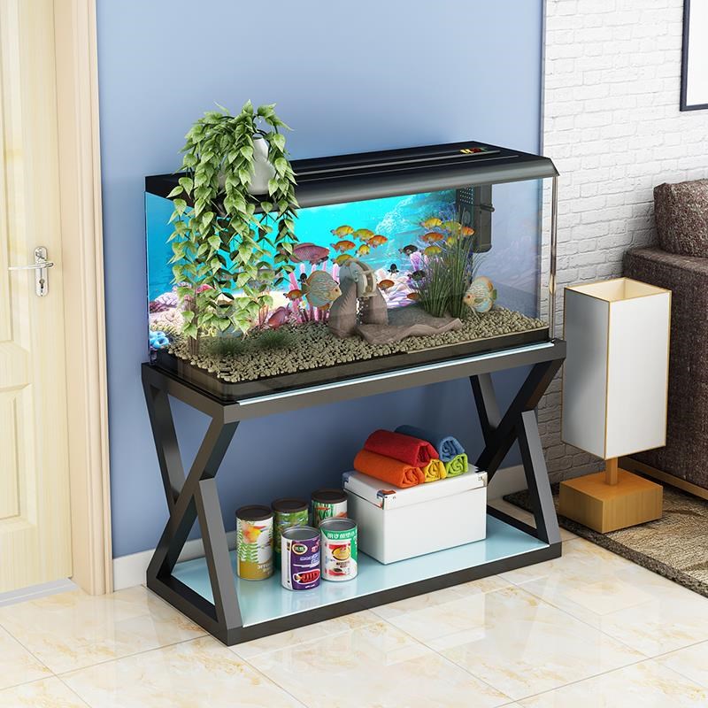 鱼缸柜金属鱼缸架子鱼缸桌钢木鱼缸底座鱼缸底架铁艺鱼缸储物架子