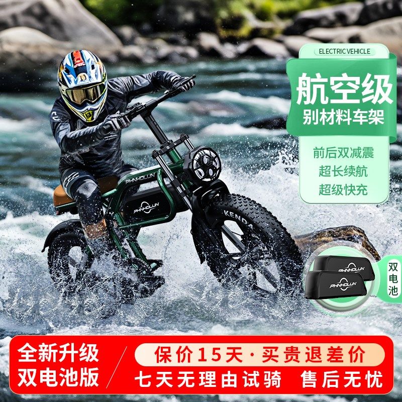 智能电动越野助力自行车电瓶车锂电池男女20寸全地形成人沙地车