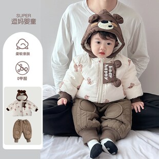 宝宝冬装棉衣套装婴儿衣服冬季新款超萌可爱加厚外套棉裤两件套冬