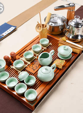 紫砂功夫茶具家用套装陶t瓷茶杯茶壶全自动电磁炉T茶台茶道实木茶