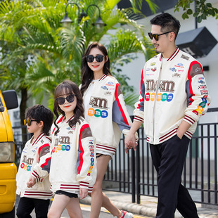 2023春款亲子装时尚重工刺绣外套母子母女装洋气M豆棒球服夹克潮