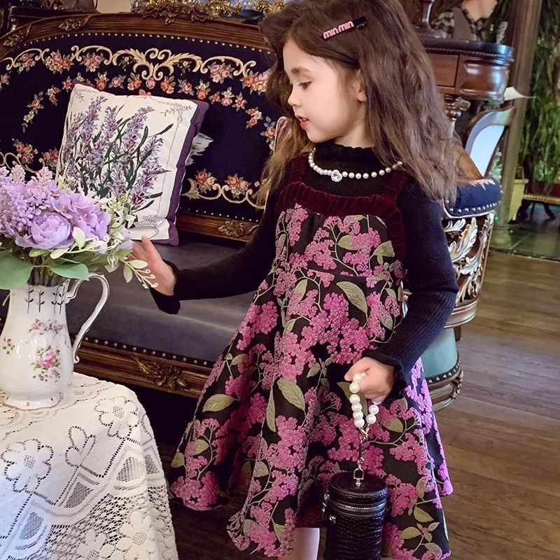 女童连衣裙冬装新款儿童法式茶歇碎花裙洋气小女孩吊带公主裙,童装/婴儿装/亲子装,连衣裙,淘宝优惠券,粉丝福利购,淘宝优惠卷