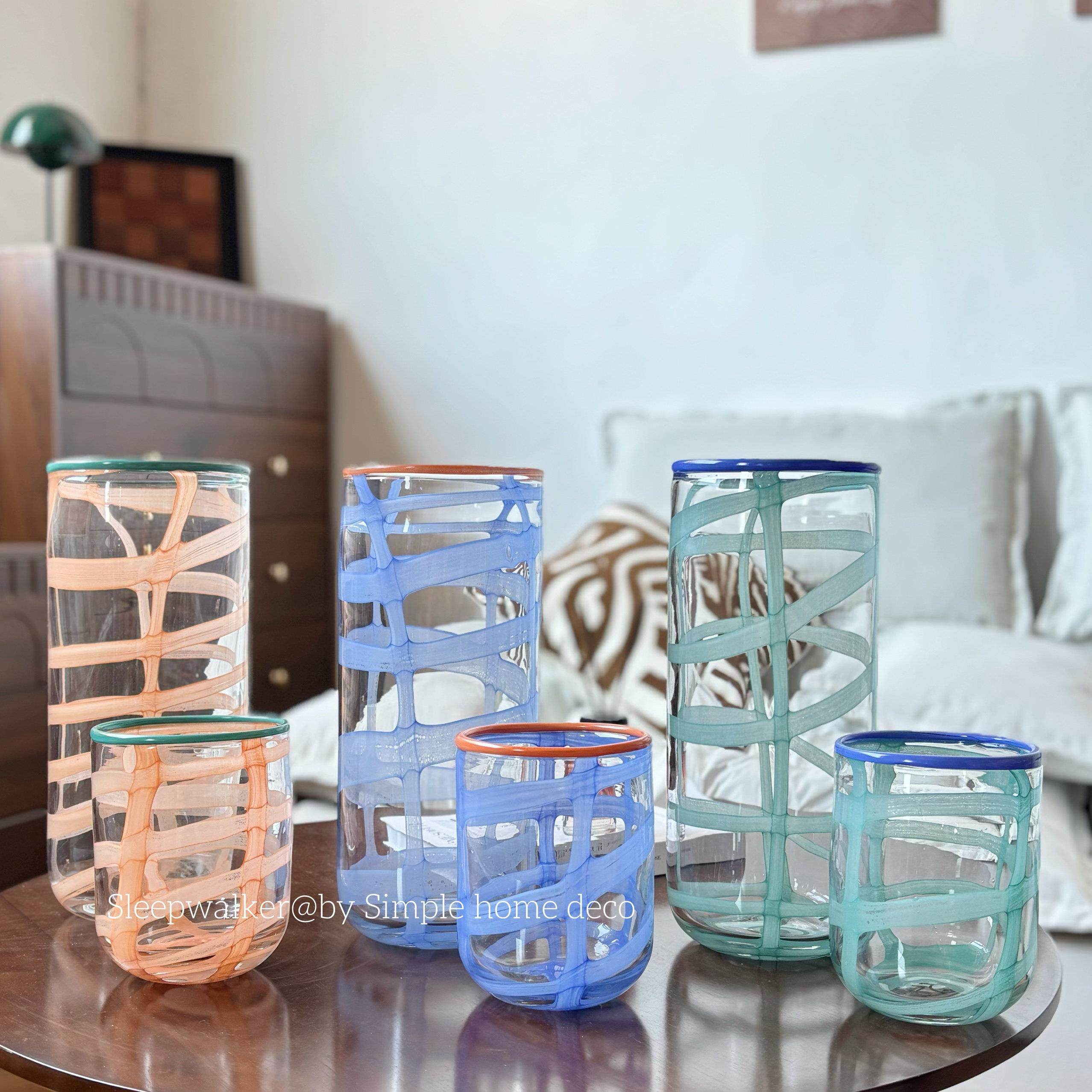 包豪斯蒙德里安多巴胺色直筒玻璃花瓶艺术家居客厅装饰中古花器,家居饰品,花瓶,淘宝优惠券,粉丝福利购,淘宝优惠卷