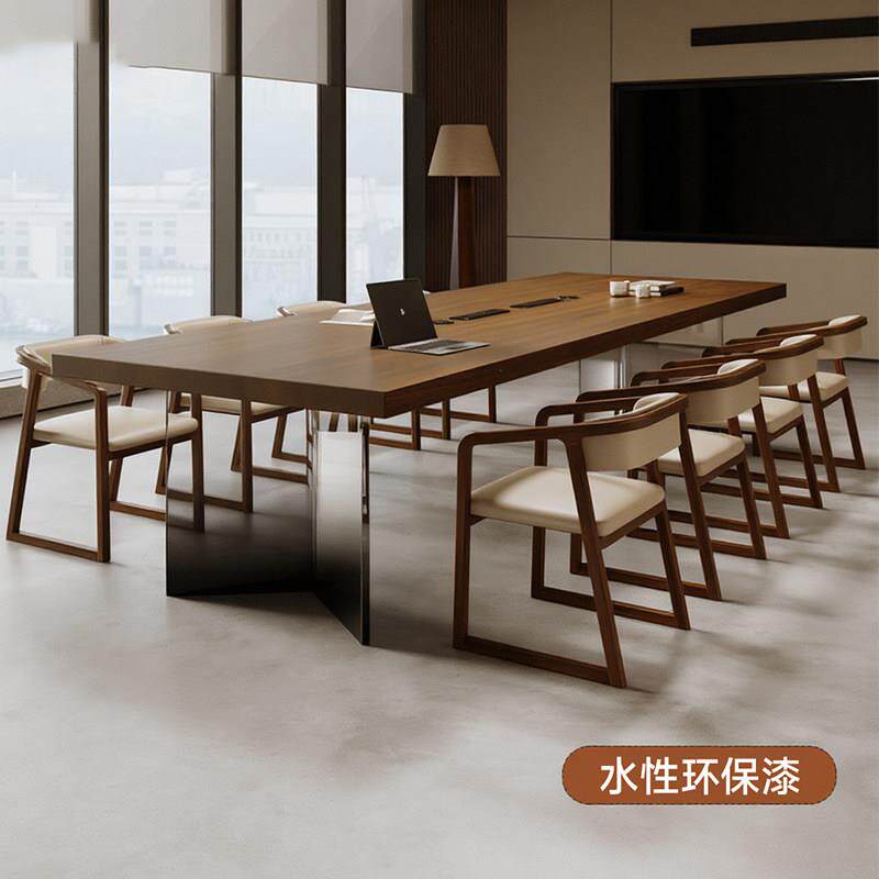 现代简约实木会议桌长桌办公桌员工培训桌洽谈桌工作台大型接待桌