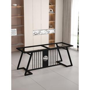 新中式碳素钢大理石桌腿桌脚支架岩板大板金属茶桌桌子脚办公桌腿