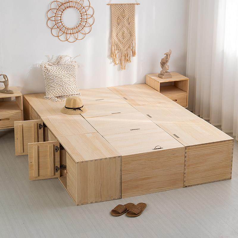 榻榻米木箱拼床小户型卧室床加宽飘窗地台柜实木床高箱储物床收纳,住宅家具,实木床,淘宝优惠券,粉丝福利购,淘宝优惠卷