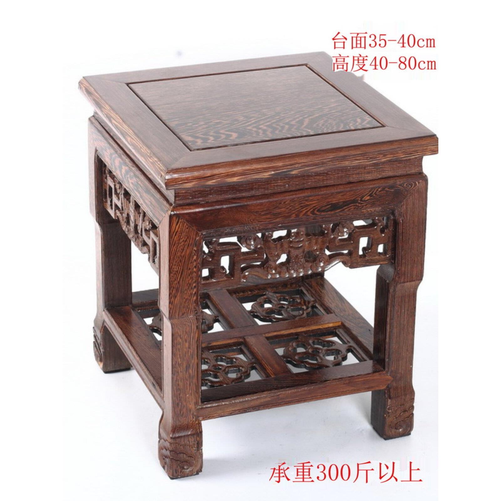 鸡翼木蝙蝠客厅花架方桌红木工艺品装饰品家居饰品实木花桌高底座