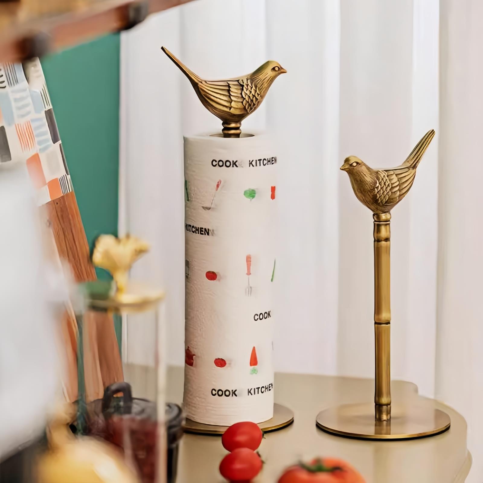 黄铜纸巾架轻奢厨房用纸收纳架餐厨创意卷纸架保鲜膜架北欧餐纸架