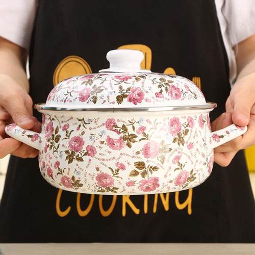 欧丽家搪瓷16-24居家厨房搪瓷汤锅家用珐琅烧锅 燃气灶电磁炉通用