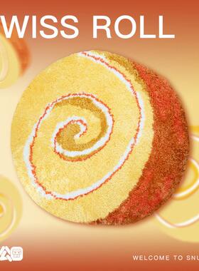 回暖公园可爱原创瑞士卷蛋糕客厅地垫卧室床边圆形小地毯