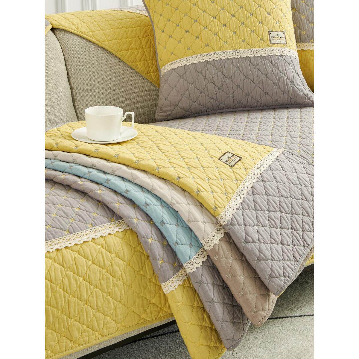 新的简单斯堪的纳维亚颜色匹配防滑沙发垫棉织物四季通用棉垫夏季