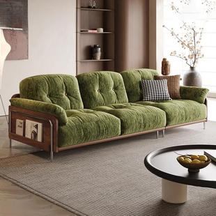 朱丽亚 客厅绿色雪尼尔绒包豪斯覆古梳化 可拆洗布艺沙发小户型款