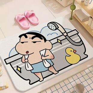 硬矽藻泥浴室吸水地垫加厚化妆室厕所门口防滑脚垫速干 干垫蜡笔