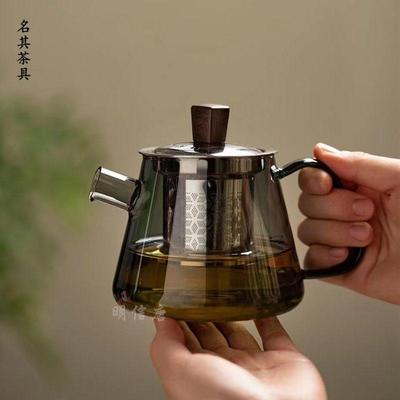 明信唐耐热高硼硅玻璃泡茶壶304不锈钢内胆过滤花茶壶单个400ml壶
