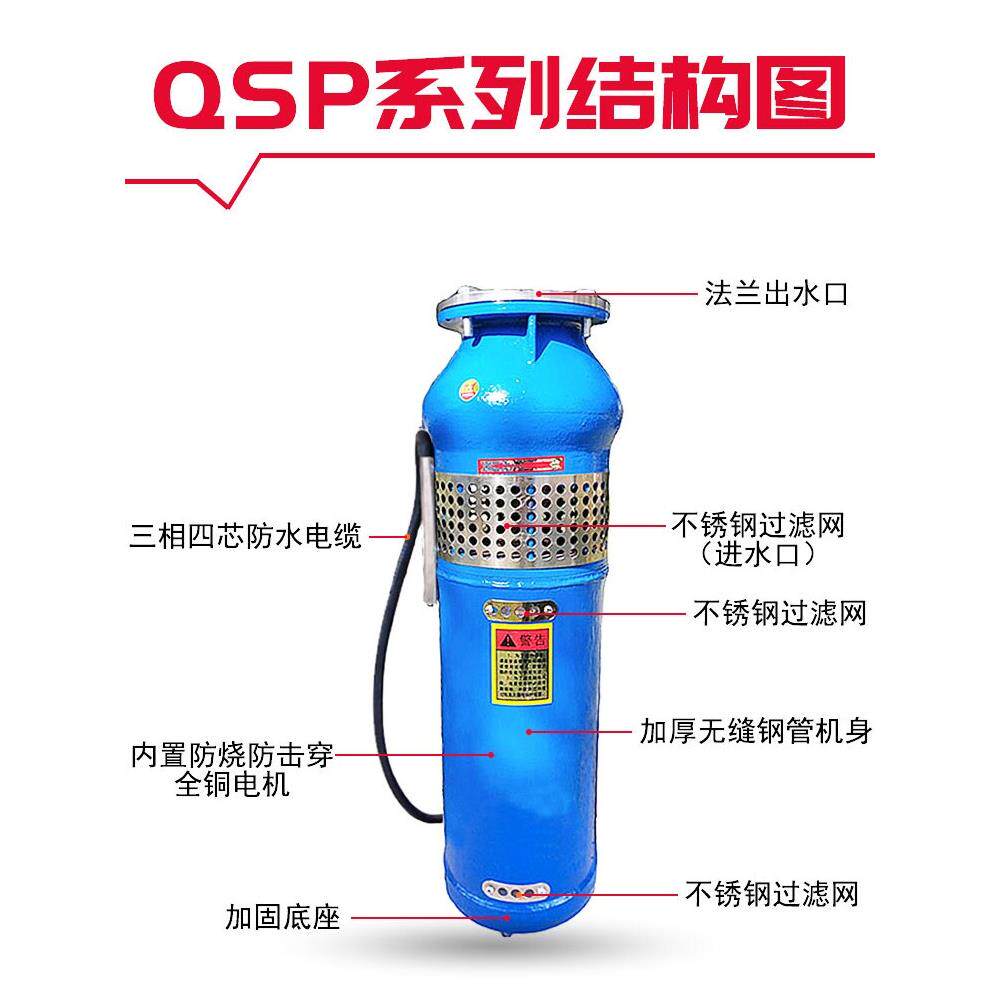 QSP喷泉专用潜水泵三相380v水浸式农田灌溉下井抽水渔业养殖浇灌