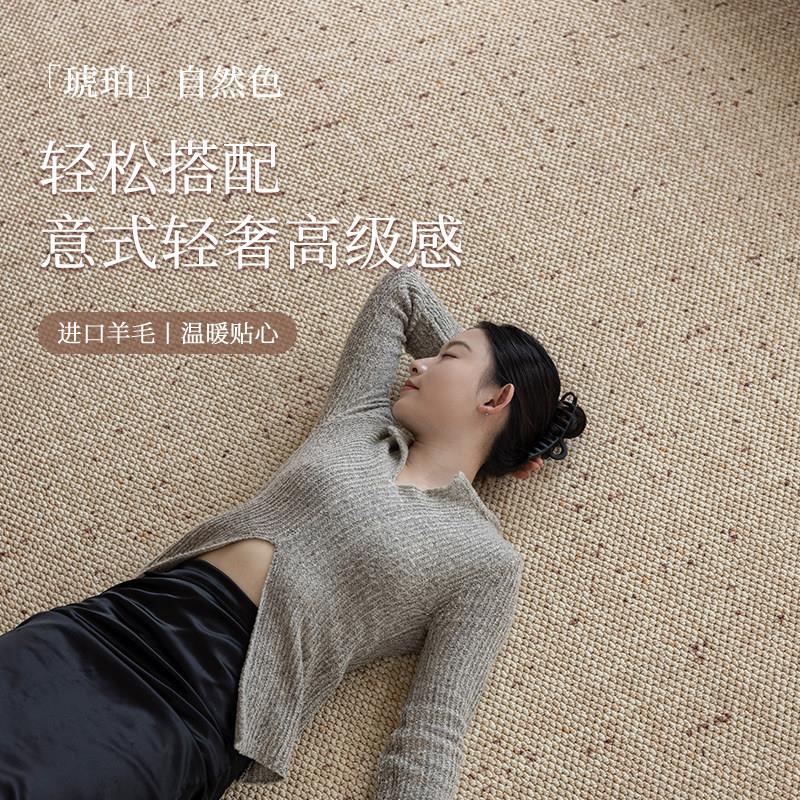 纽西兰进口羊毛地毯客厅卧室家用高级感轻奢现代简约纯色羊毛地毯