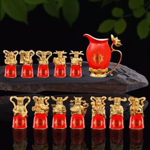 骨瓷十二钓鱼台白酒杯小酒杯分酒器一口杯商务礼品手伴礼酒具