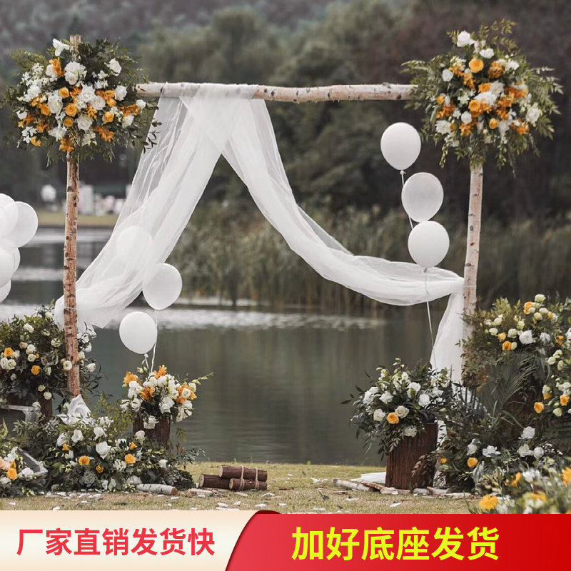 白桦树干拱门装饰原木森系婚礼树枝树干木棍木桩花架花艺道具结婚