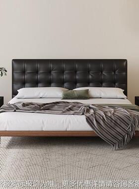 白月皮光华C094-yz格床主卧意复古真床现代简约黑色夫中古风床式