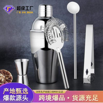 欧式调酒器五件套不锈钢酒吧调酒工具调鸡尾酒量杯摇壶滤冰器冰夹