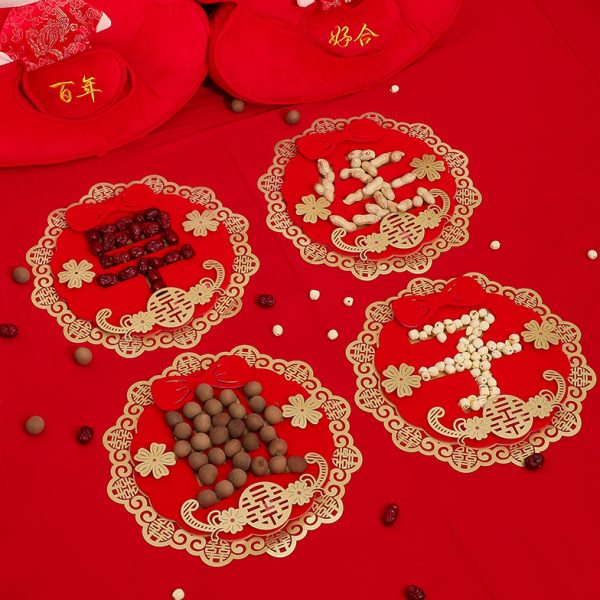结婚早生贵子模具干果组合床上压床摆件婚房装饰布置婚庆用品大全