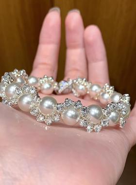 「晚宴时刻」施家珍珠手链轻奢不规则精致小众镶钻手饰百搭奢华女