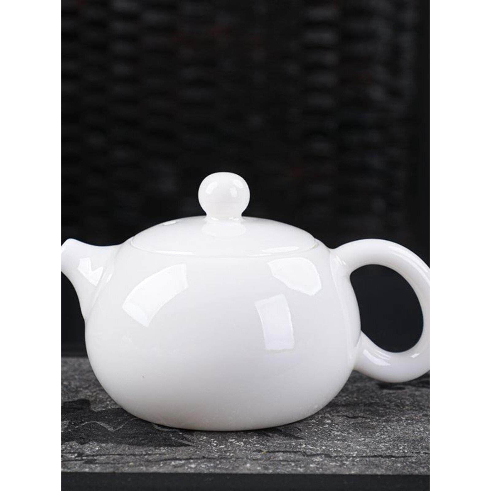 玉石白瓷西石茶壶德化手工单壶过滤陶瓷功夫茶具家用小泡茶器