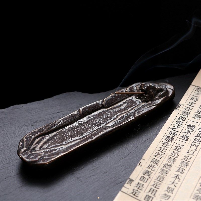 家居茶道摆件檀香炉日式粗陶盘香座薰香器复古铁锈釉石板莲蓬香插,家居饰品,香托/香盘/香座/香插,淘宝优惠券,粉丝福利购,淘宝优惠卷