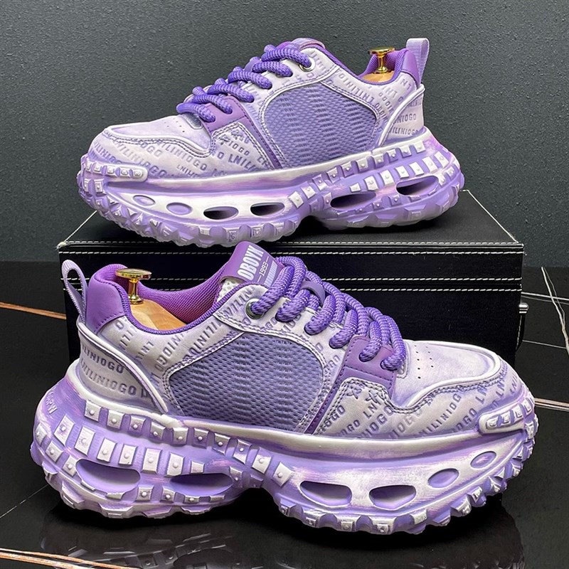 轻便缓震轮胎鞋夏季透气网面薄款老爹鞋厚底增高户外运动休闲鞋子