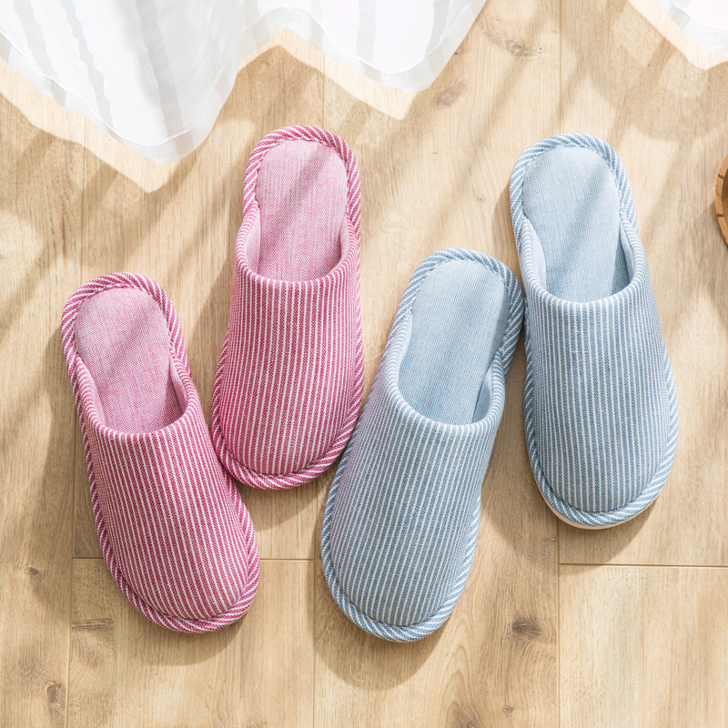 春秋日式家居家用拖鞋情侣室内木地板月J子男女防滑软底棉拖鞋保
