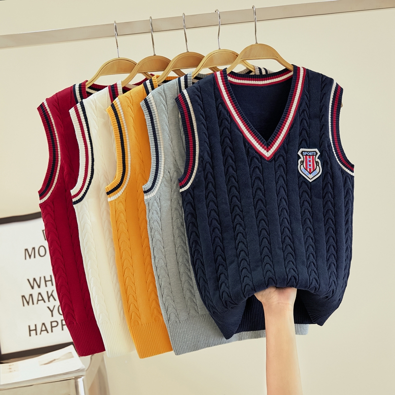 儿童针织马甲2022网红马夹男童女童毛衣背心春秋纯棉毛线宝宝校服