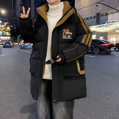 潮流青少年中长款棉衣冬装外套男孩初中学生羽绒棉服大童加厚棉袄