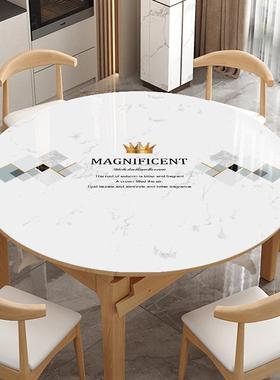 油pvcb塑料防水大理石防玻璃圆形餐桌台布茶几桌桌布防圆桌软烫