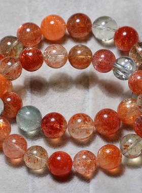 天然阿鲁沙共生太阳石坦桑尼亚手链金太阳水晶手串金草莓晶男女